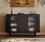 モダンデザインの無垢材キャビネット|ガラスとセラミックのエレガントな収納ラック hsms-4927