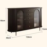 モダンデザインの無垢材キャビネット|ガラスとセラミックのエレガントな収納ラック hsms-4927