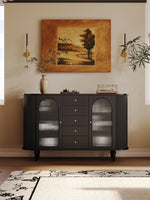 モダンデザインの無垢材キャビネット|ガラスとセラミックのエレガントな収納ラック hsms-4927