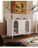 モダンデザインの無垢材キャビネット|ガラスとセラミックのエレガントな収納ラック hsms-4927