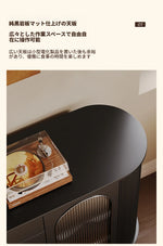 モダンデザインの無垢材キャビネット|ガラスとセラミックのエレガントな収納ラック hsms-4927