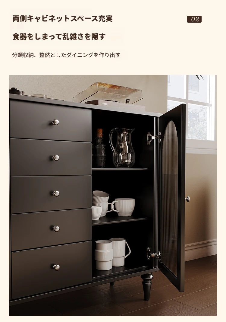 モダンデザインの無垢材キャビネット|ガラスとセラミックのエレガントな収納ラック hsms-4927