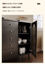 モダンデザインの無垢材キャビネット|ガラスとセラミックのエレガントな収納ラック hsms-4927