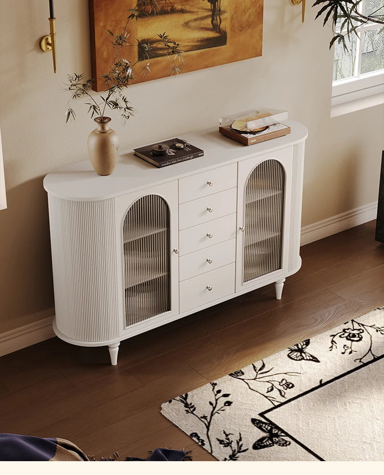 モダンデザインの無垢材キャビネット|ガラスとセラミックのエレガントな収納ラック hsms-4927