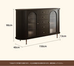 モダンデザインの無垢材キャビネット|ガラスとセラミックのエレガントな収納ラック hsms-4927