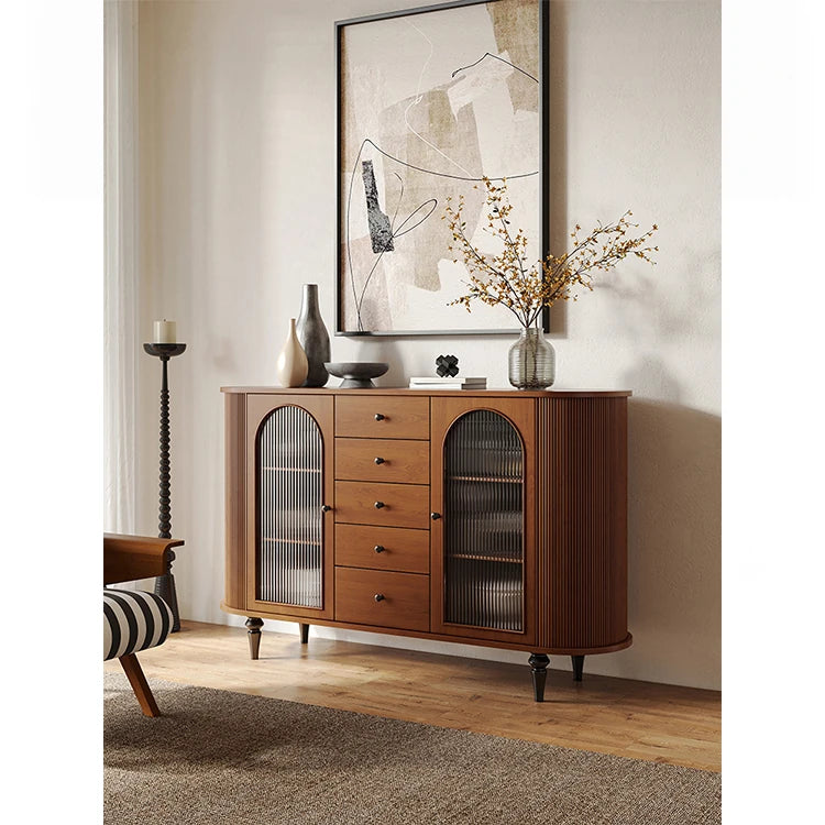 魅力的なデザインの多層板ガラス製キャビネット - おしゃれな収納ソリューションとインテリアアクセント hsms-4928