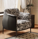 エレガントなパイン素材のフラワーパターンチェア | エアレザー&綿麻製のモダンデザイン hsms-4930