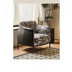 エレガントなパイン素材のフラワーパターンチェア | エアレザー&綿麻製のモダンデザイン hsms-4930