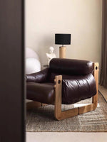 アッシュ材使用 本革&合成皮革ソファー ダウン&シリコンフィルの快適なリラックスチェア hsms-4931