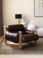 アッシュ材使用 本革&合成皮革ソファー ダウン&シリコンフィルの快適なリラックスチェア hsms-4931