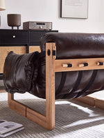 アッシュ材使用 本革&合成皮革ソファー ダウン&シリコンフィルの快適なリラックスチェア hsms-4931