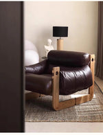 アッシュ材使用 本革&合成皮革ソファー ダウン&シリコンフィルの快適なリラックスチェア hsms-4931