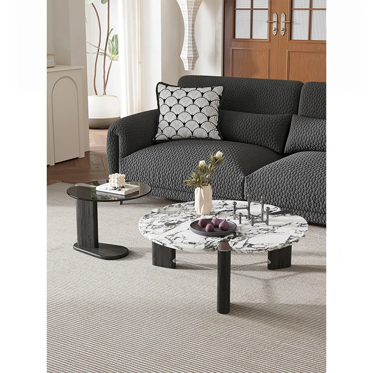 センターテーブル アッシュ材・大理石・ステンレス・強化ガラス使用 おしゃれでモダンなリビング家具 hsms-4936