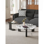 センターテーブル アッシュ材・大理石・ステンレス・強化ガラス使用 おしゃれでモダンなリビング家具 hsms-4936