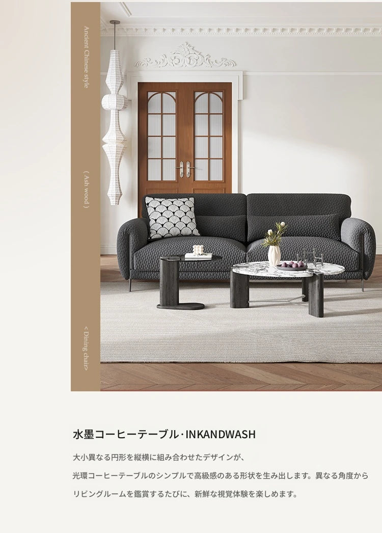 センターテーブル アッシュ材・大理石・ステンレス・強化ガラス使用 おしゃれでモダンなリビング家具 hsms-4936