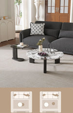 センターテーブル アッシュ材・大理石・ステンレス・強化ガラス使用 おしゃれでモダンなリビング家具 hsms-4936