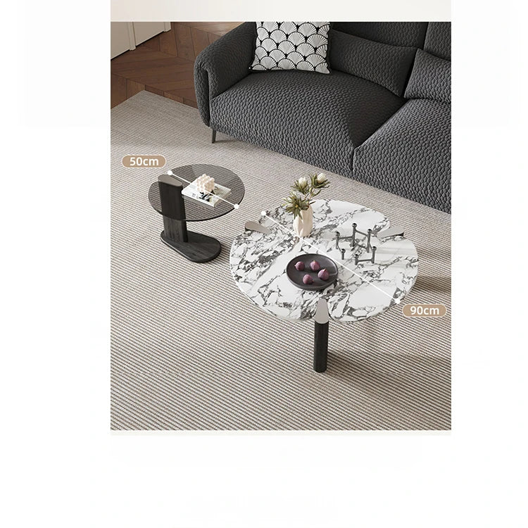 センターテーブル アッシュ材・大理石・ステンレス・強化ガラス使用 おしゃれでモダンなリビング家具 hsms-4936