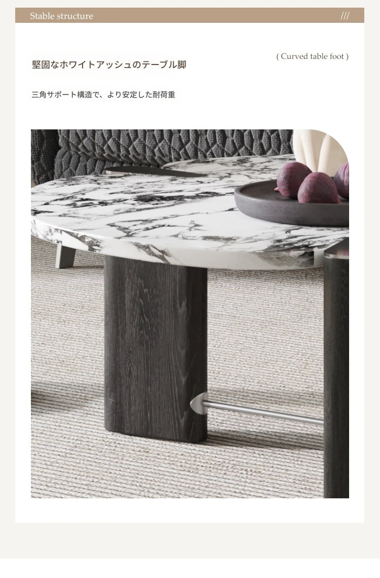 センターテーブル アッシュ材・大理石・ステンレス・強化ガラス使用 おしゃれでモダンなリビング家具 hsms-4936