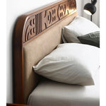 無垢材エアレザー使用モダンベッド|レッドサンダルウッド仕上げ|スタイリッシュで快適な寝室づくりに最適 hsxz-2156