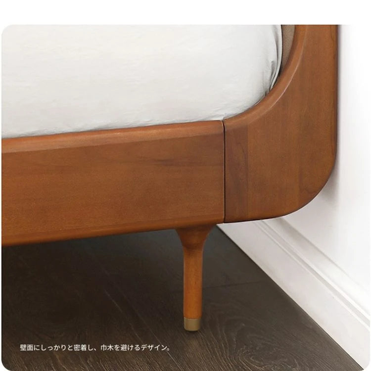 無垢材エアレザー使用モダンベッド|レッドサンダルウッド仕上げ|スタイリッシュで快適な寝室づくりに最適 hsxz-2156