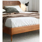 無垢材エアレザー使用モダンベッド|レッドサンダルウッド仕上げ|スタイリッシュで快適な寝室づくりに最適 hsxz-2156