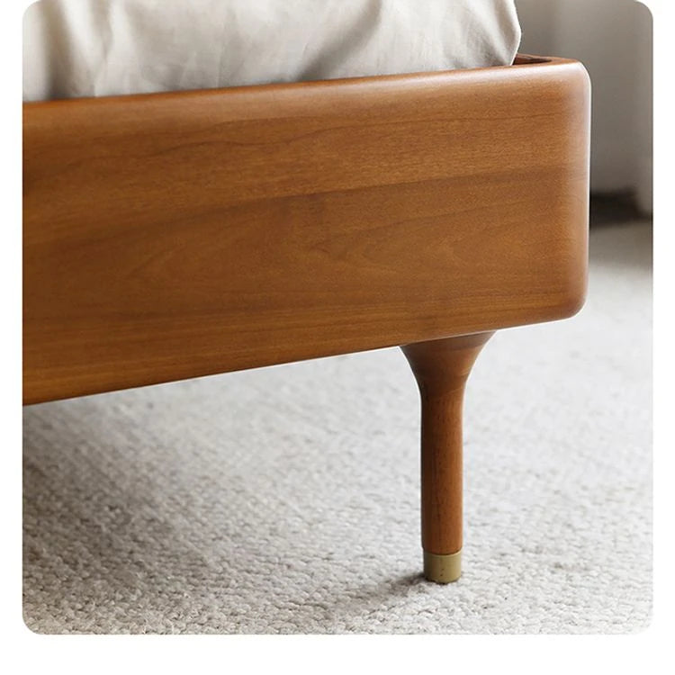 無垢材エアレザー使用モダンベッド|レッドサンダルウッド仕上げ|スタイリッシュで快適な寝室づくりに最適 hsxz-2156