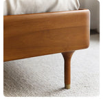 無垢材エアレザー使用モダンベッド|レッドサンダルウッド仕上げ|スタイリッシュで快適な寝室づくりに最適 hsxz-2156