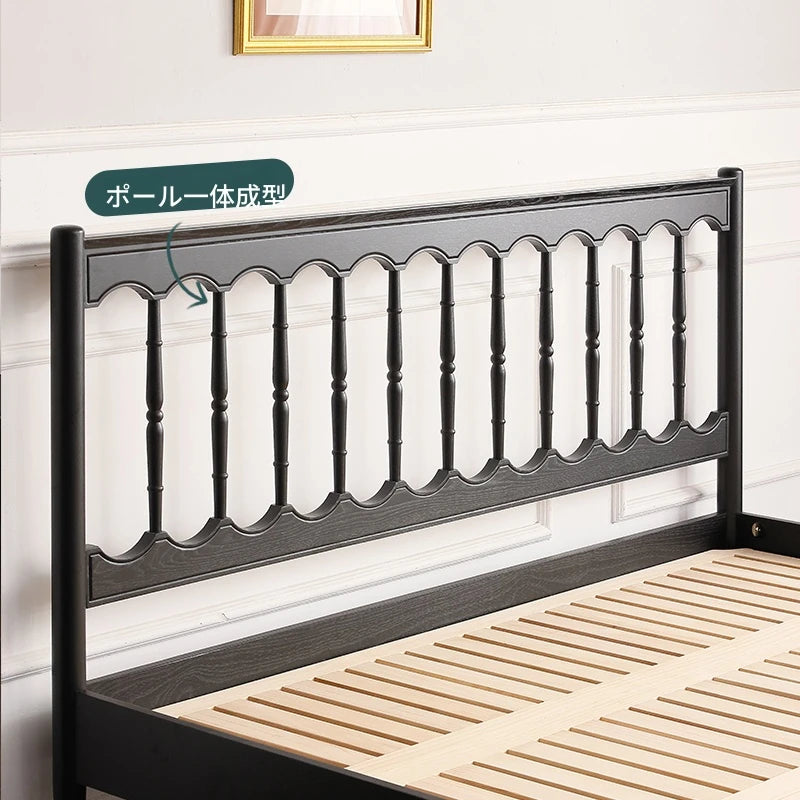 レッドオーク・パイン製のおしゃれなベッド - 洗練されたデザインで快適な睡眠を実現! hsxz-2157