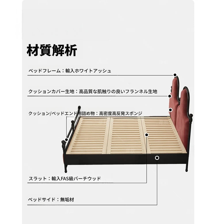 高級アッシュ材&チェリー材使用!スタイリッシュなデザインのダブルベッド - 安らぎの空間を演出【送料無料】 hsxz-2160