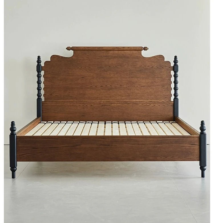 レッドオーク無垢材の高級ベッド|スタイリッシュなデザインで快適な睡眠空間を実現! hsxz-2163