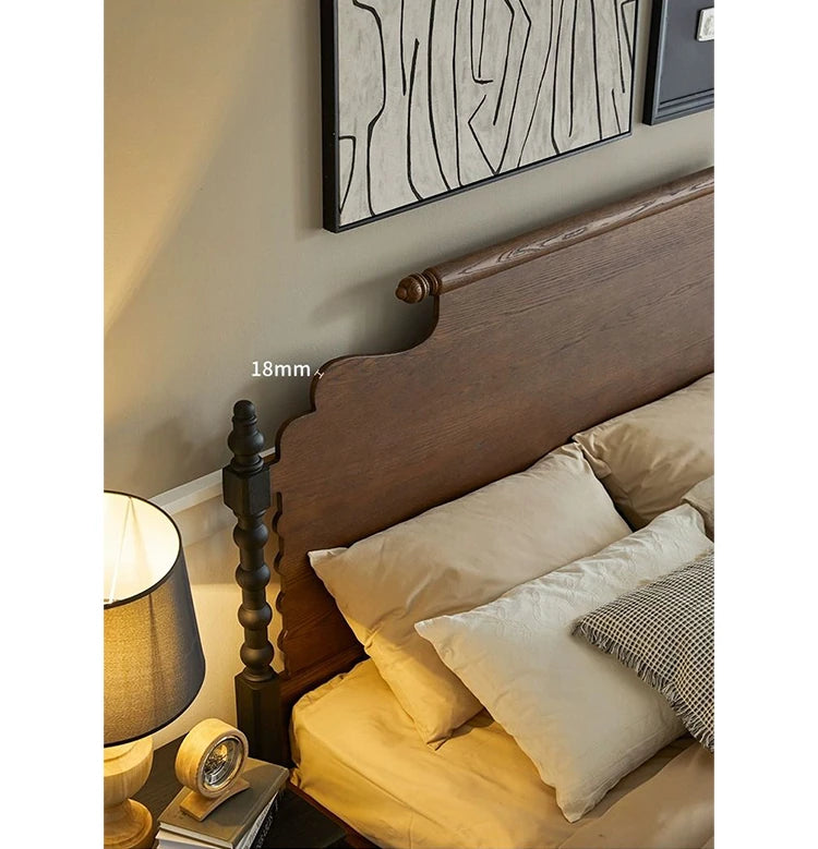 レッドオーク無垢材の高級ベッド|スタイリッシュなデザインで快適な睡眠空間を実現! hsxz-2163