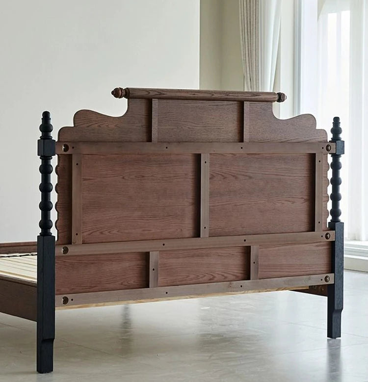 レッドオーク無垢材の高級ベッド|スタイリッシュなデザインで快適な睡眠空間を実現! hsxz-2163