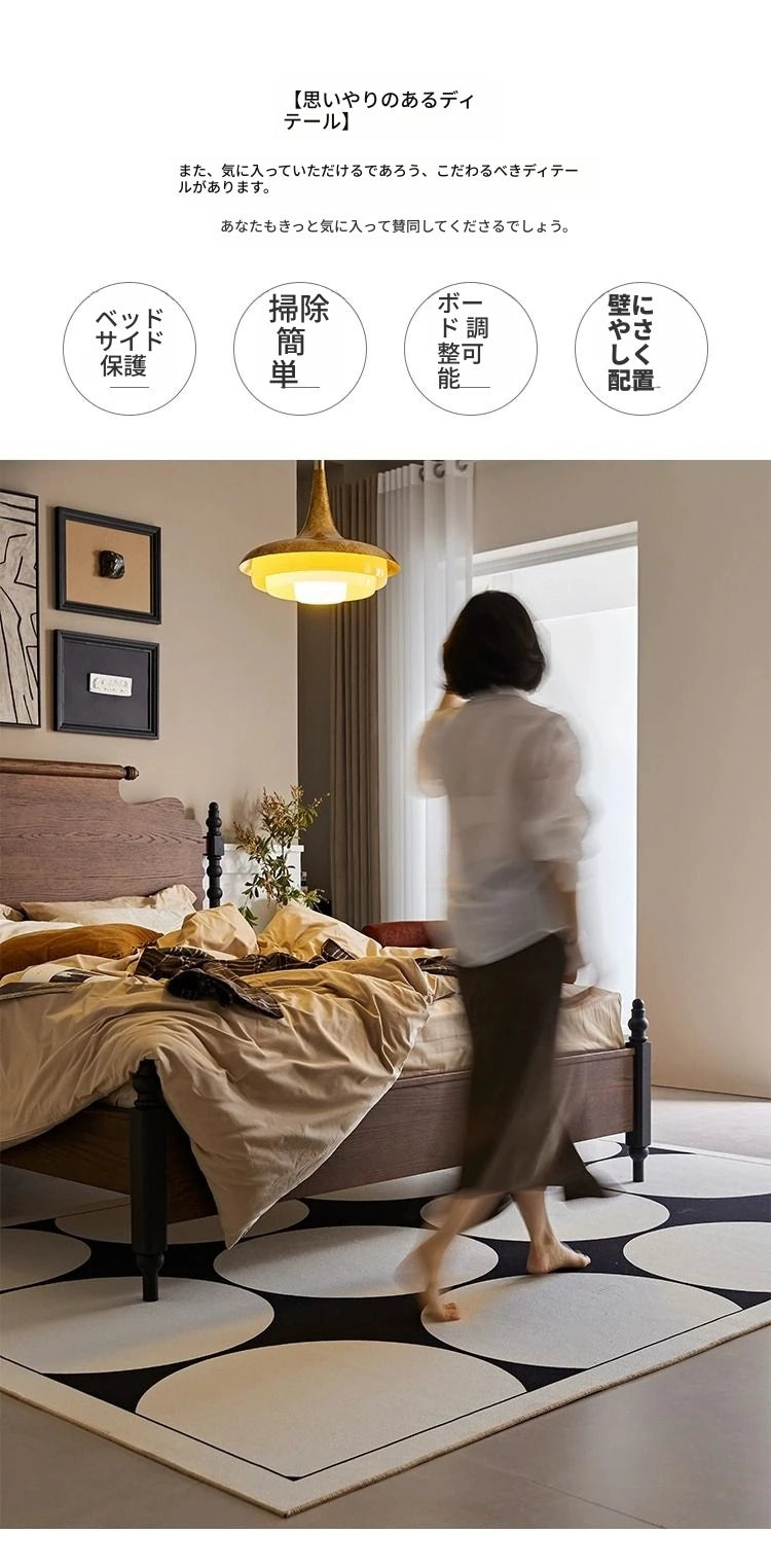 レッドオーク無垢材の高級ベッド|スタイリッシュなデザインで快適な睡眠空間を実現! hsxz-2163