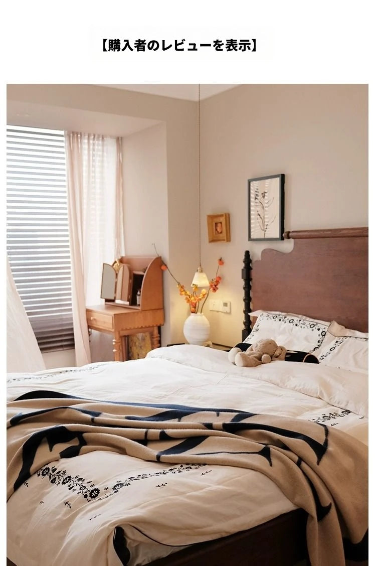 レッドオーク無垢材の高級ベッド|スタイリッシュなデザインで快適な睡眠空間を実現! hsxz-2163