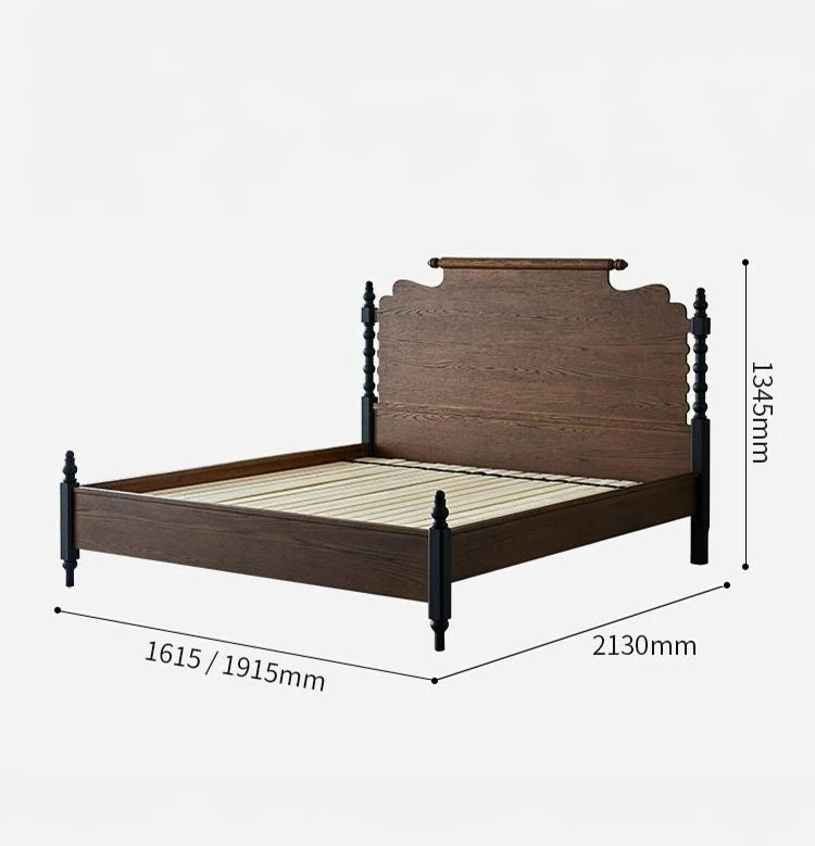 レッドオーク無垢材の高級ベッド|スタイリッシュなデザインで快適な睡眠空間を実現! hsxz-2163