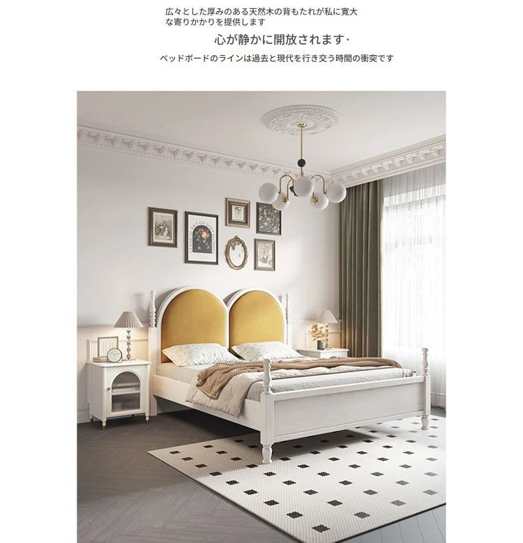 アッシュ材とパインの華やかなデザインベッド|ユーカリ素材の上質な寝心地|モダンインテリアに最適! hsxz-2166