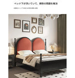 アッシュ材とパインの華やかなデザインベッド|ユーカリ素材の上質な寝心地|モダンインテリアに最適! hsxz-2166