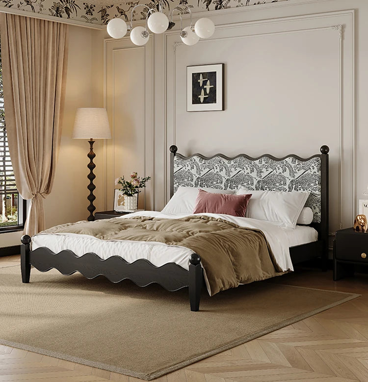 シックなデザインの綿麻ベッド|アッシュ材フレーム・多層板使用|上質な寝心地を実現! hsxz-2167