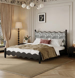 シックなデザインの綿麻ベッド|アッシュ材フレーム・多層板使用|上質な寝心地を実現! hsxz-2167