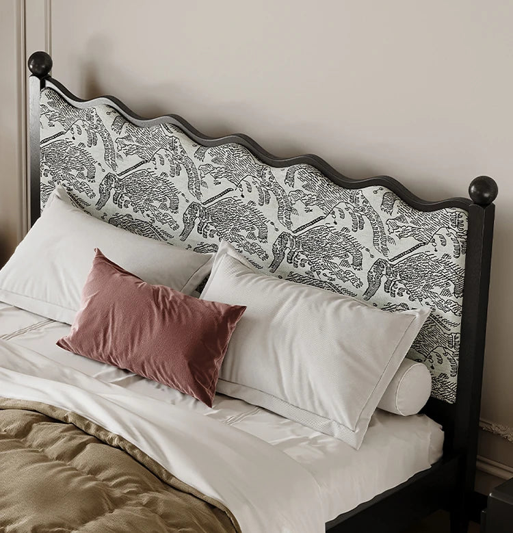 シックなデザインの綿麻ベッド|アッシュ材フレーム・多層板使用|上質な寝心地を実現! hsxz-2167