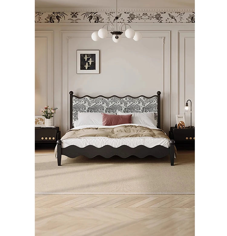 シックなデザインの綿麻ベッド|アッシュ材フレーム・多層板使用|上質な寝心地を実現! hsxz-2167