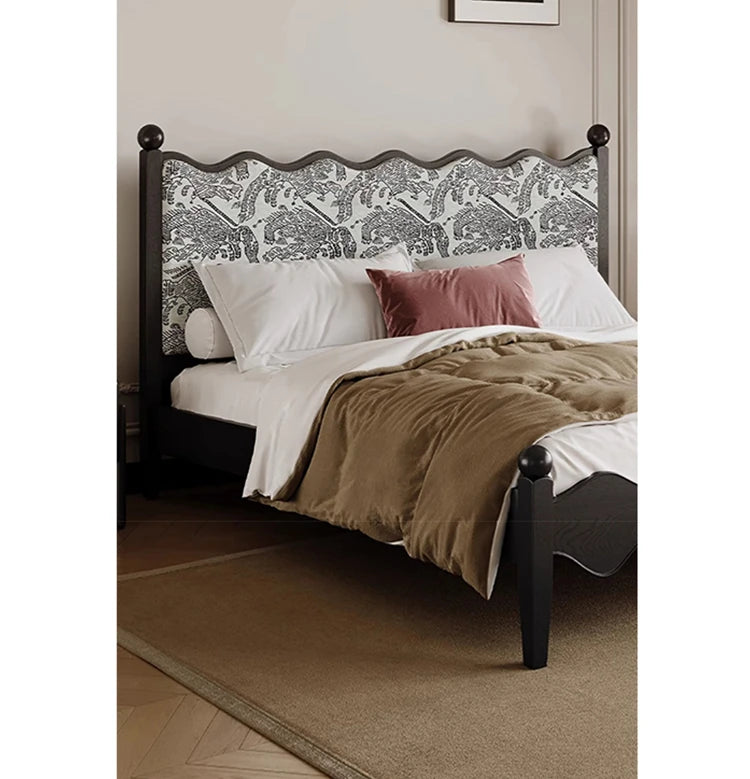 シックなデザインの綿麻ベッド|アッシュ材フレーム・多層板使用|上質な寝心地を実現! hsxz-2167