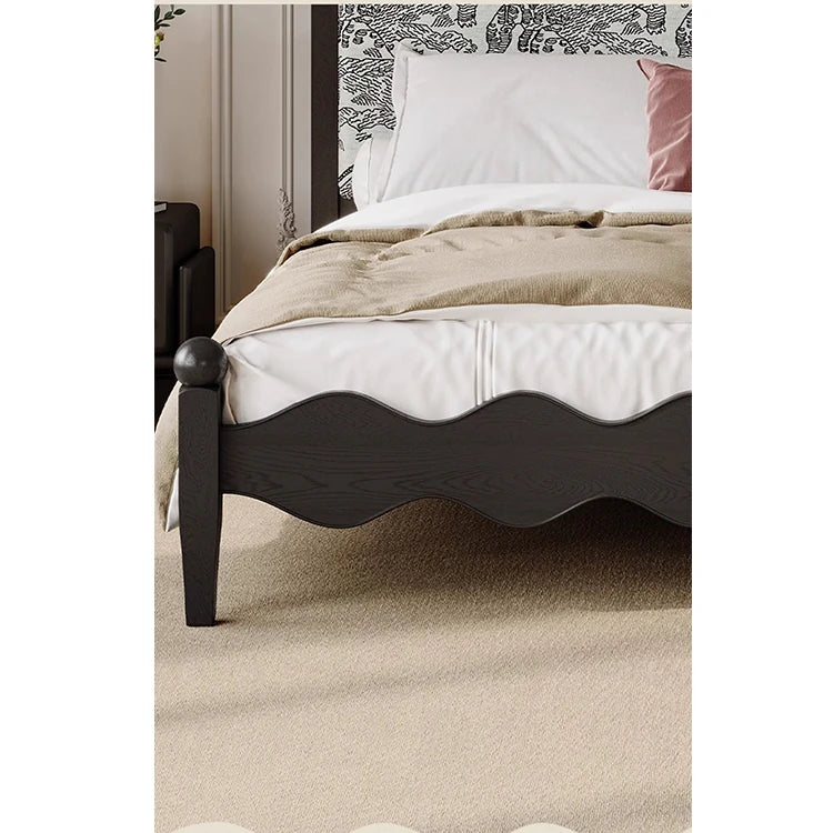 シックなデザインの綿麻ベッド|アッシュ材フレーム・多層板使用|上質な寝心地を実現! hsxz-2167