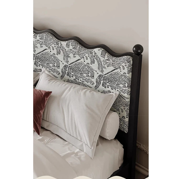 シックなデザインの綿麻ベッド|アッシュ材フレーム・多層板使用|上質な寝心地を実現! hsxz-2167