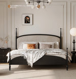 スタイリッシュな綿麻アッシュ材ベッド | 多層板とケヤキの高品質デザイン | 寝室を彩るモダンインテリア hsxz-2168