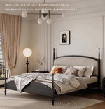 スタイリッシュな綿麻アッシュ材ベッド | 多層板とケヤキの高品質デザイン | 寝室を彩るモダンインテリア hsxz-2168