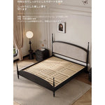 スタイリッシュな綿麻アッシュ材ベッド | 多層板とケヤキの高品質デザイン | 寝室を彩るモダンインテリア hsxz-2168