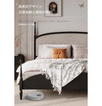 スタイリッシュな綿麻アッシュ材ベッド | 多層板とケヤキの高品質デザイン | 寝室を彩るモダンインテリア hsxz-2168