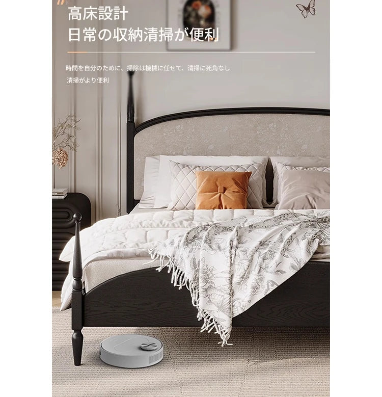 スタイリッシュな綿麻アッシュ材ベッド | 多層板とケヤキの高品質デザイン | 寝室を彩るモダンインテリア hsxz-2168