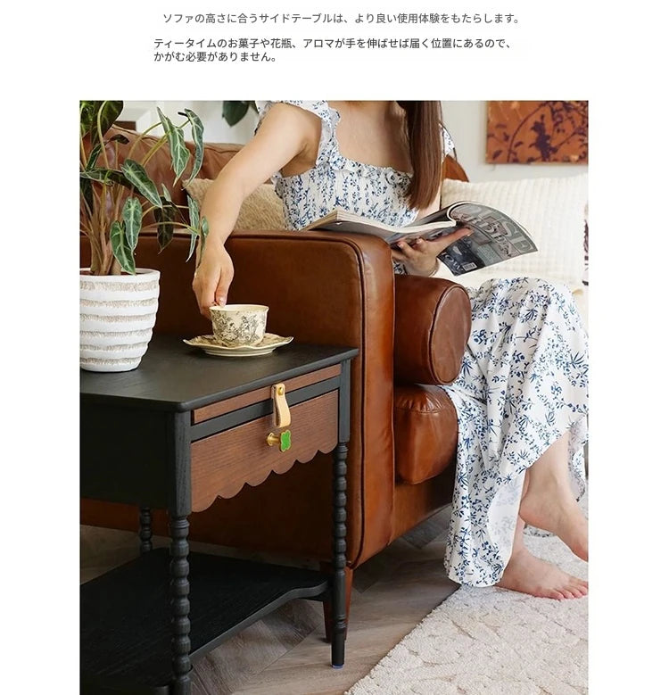 レッドオーク製ナイトテーブル|スタイリッシュなデザインと機能性|おしゃれなインテリアに最適 hsxz-2169